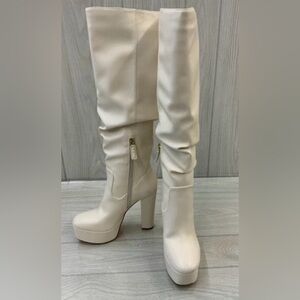 JLO JENNIFER LOPEZ Primitina Platform  Knee High Boot-Bone Color- Size 6- NWB